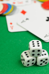 dices and playing cards