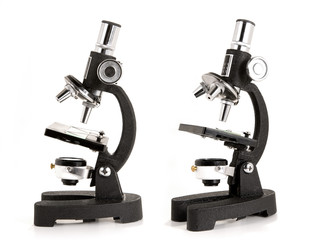 Two views of a microscope