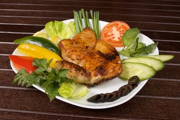 roast chicken in plate