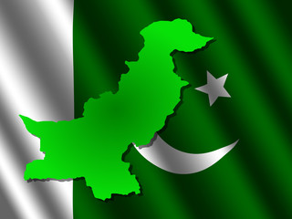 Pakistan map on flag