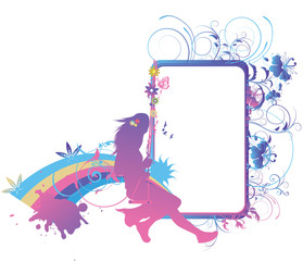 abstract illustration with floral, grunge and silhouette