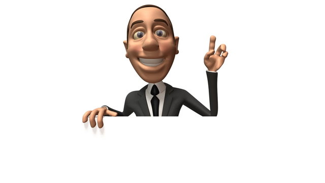 Businessman avec un panneau blanc