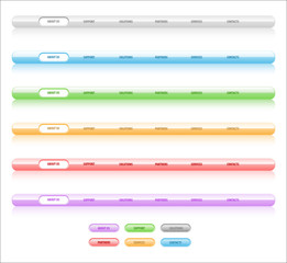 Website Navigation Bar Set, Colorful Web Buttons UI Elements Design Vector