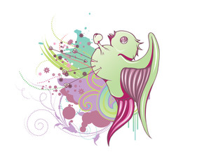 valentine illustration of a bird with floral