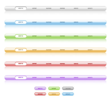 Web navigation menu bar set for UI design interface elements collection glossy navigatoin buttons interfase