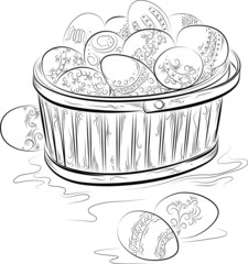 Vector Easter. The basket with eggs