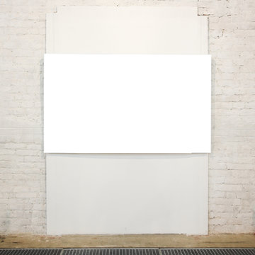 Empty white banner on wall