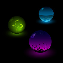 Vector glass spheres in the dark