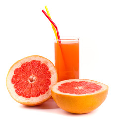 grapefruit and juice in glass