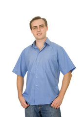 Fototapeta premium Studio shot of a young handsome guy. Isolated on white.
