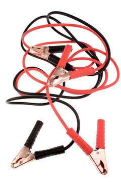 Jumper Cables Over White Background