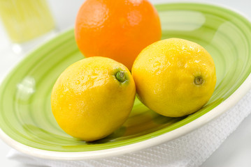Plate with Orange and Lemons
