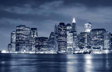 Lower Manhattan skyline At Night - 11982287