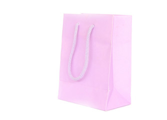 pink paper bag isolated on white background