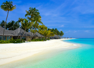 Beach bungalows on a tropical island