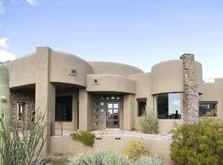New Adobe style modern home exterior in Arizona - Powered by Adobe