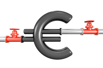 Deux vannes sur un pipeline en forme d'euro