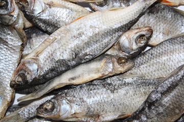 Dried fishes background