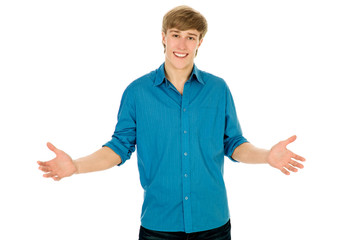 Young man gesturing