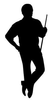 Vector silhouette of man with cue