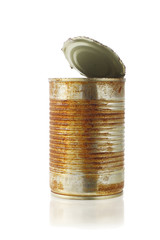 open rusty tin can