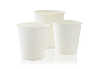 Three disposable paper cups
