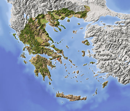 Fototapeta Greece, shaded relief map