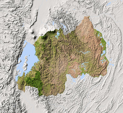 Rwanda, shaded relief map