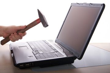 Hammer and laptop
