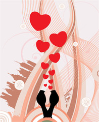 Obraz na płótnie Canvas valentine illustration with floral, grunge and hearts