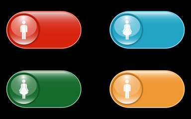 Glossy Male & Female Sign Buttons with space for text
