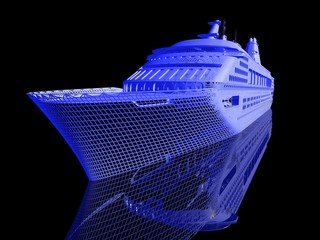 luxury yacht model isolated on black background