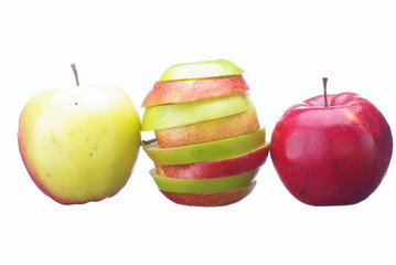 Apple Slices on white background