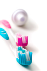 toothpaste and toothbrushes