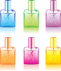 isolated perfume bottles set