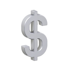 Obraz premium Silver Dollar sign isolated on white.