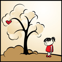 Valentine's Day: Girl with heart-shaped apple