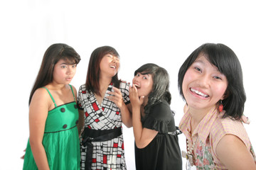 confident cute girl with friend