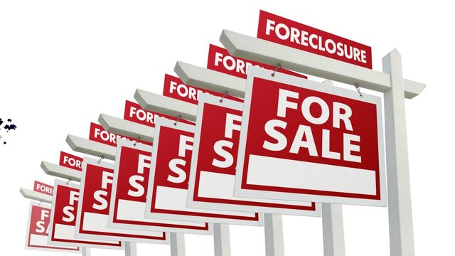 Foreclosure Home For Sale Sign Isolate on a White Background.