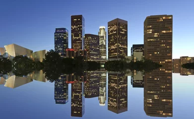 Wandcirkels aluminium Los Angeles skyline and reflection © Mike Liu