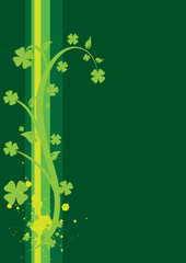 St. Patrick's Day Floral Background - vertical with swirls