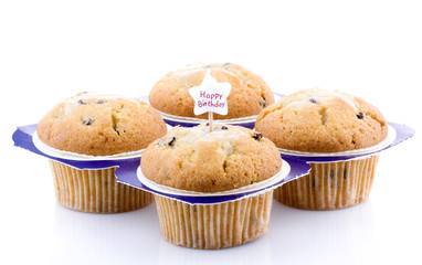 Tasty muffins isolated on white background
