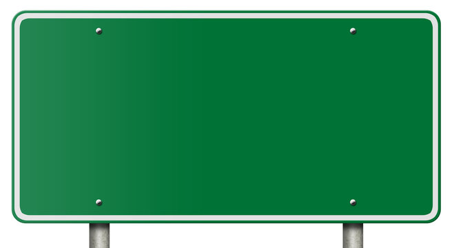 Blank Freeway Sign Isolated on White