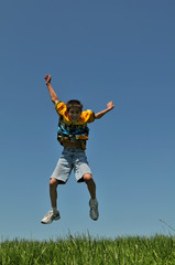 Boy Jumping outdoors