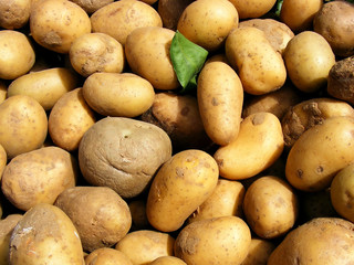 Potatoes for sale at a market - close up
