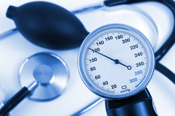Scale of pressure and stethoscope