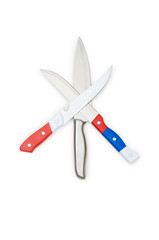 Metal knives isolated on the white background