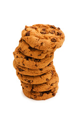 Chocolate cookies isolated on the white background