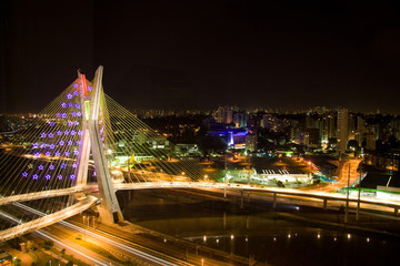Pinheiros River Bridge at night