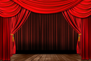 Dramatic red old fashioned elegant theater stage